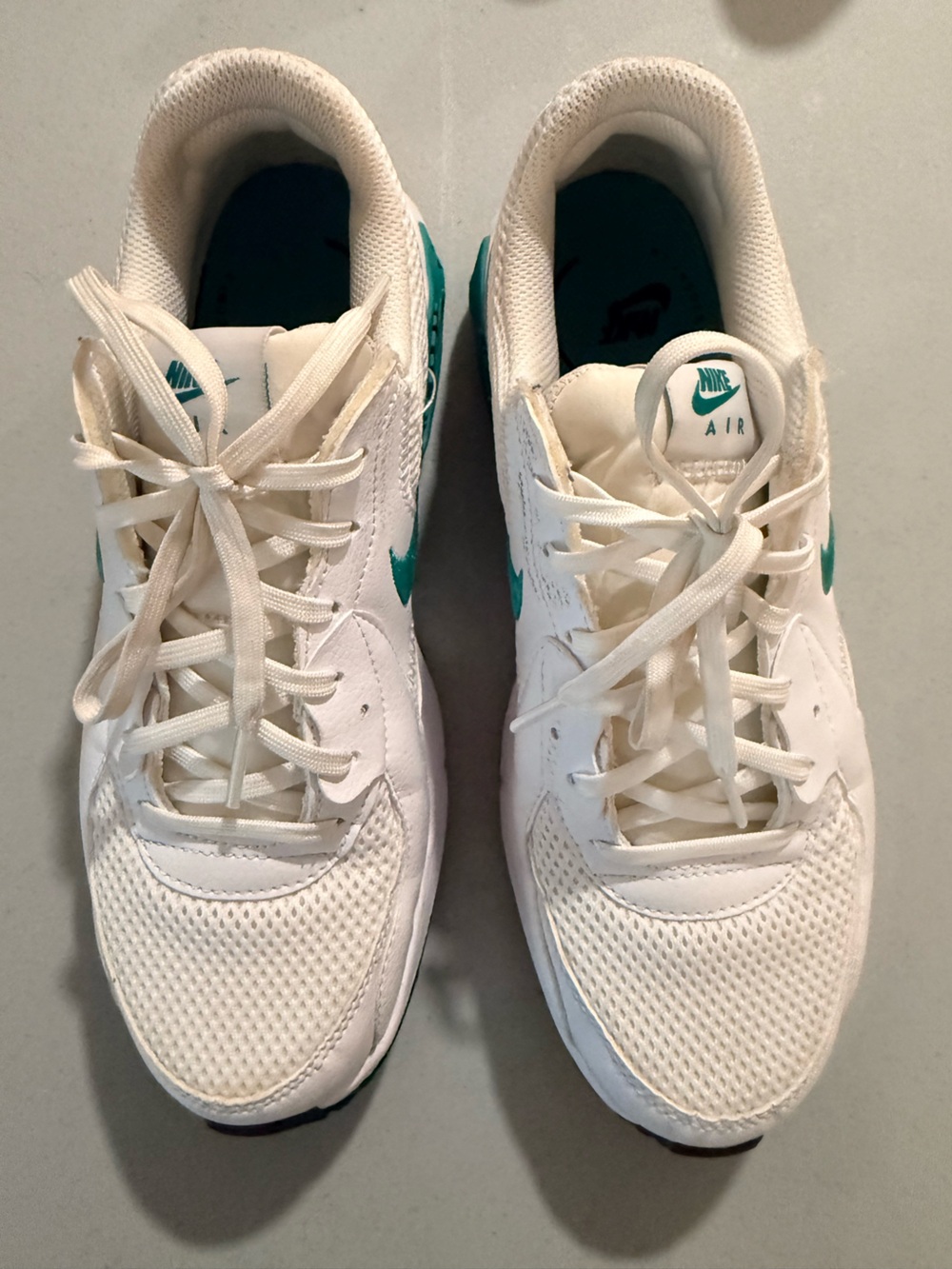 Nike White Sneakers with Teal Swoosh
